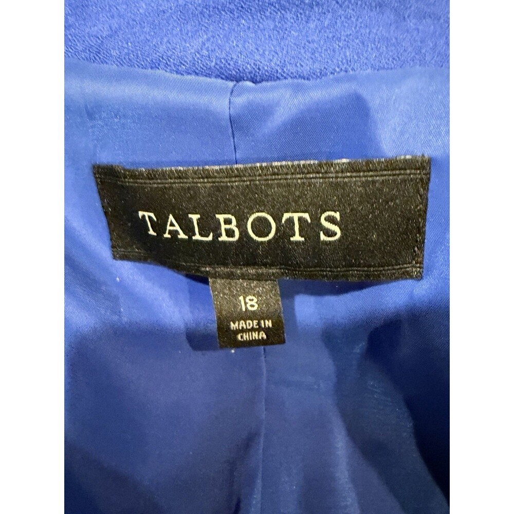 Talbots Wool Royal Blue Blazer Two Button Jacket Plus Size 18 - Picture 7 of 8